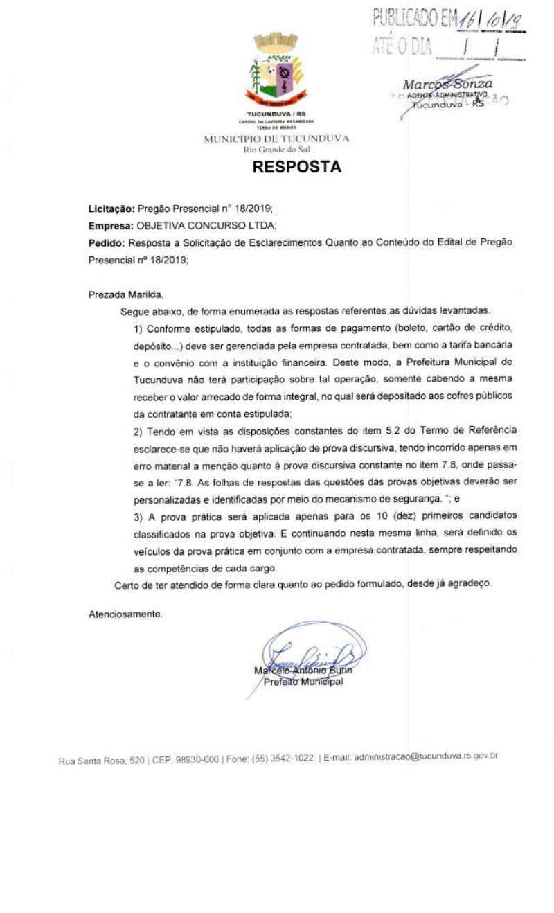 AVISO DE ESCLARECIMENTO AO EDITAL PP 18_2019